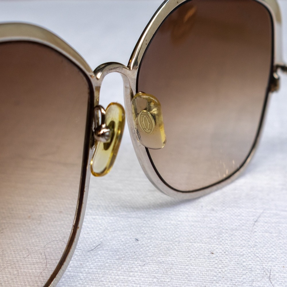 Vintage Cartier Trinity de Cartier CT0089S Cat Eye Sunglasses Gold Silver Brown - Picture 8 of 14